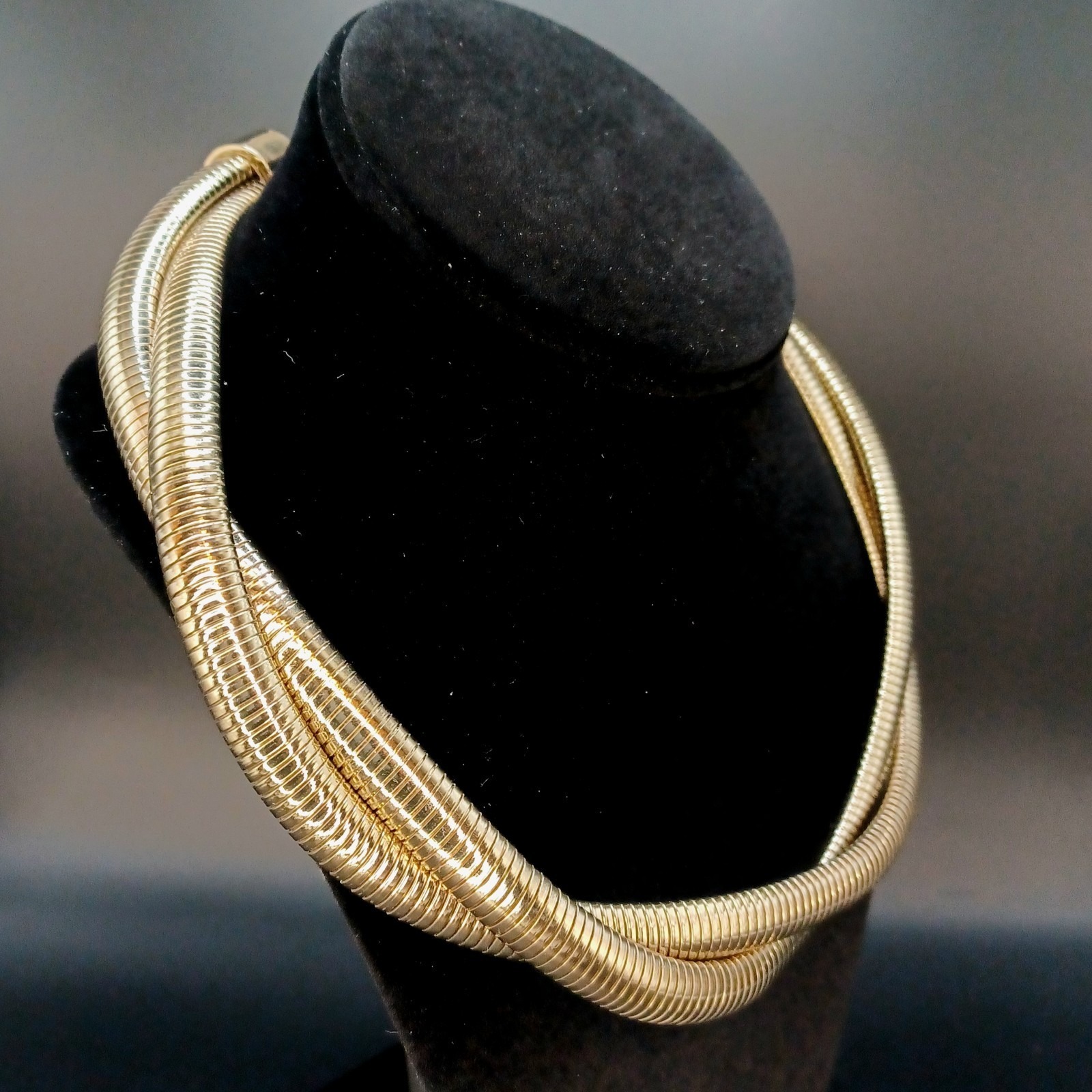 Vintage St Thomas Necklace Gold Tone Serpentine Statement Twisted Snake 80s 35$